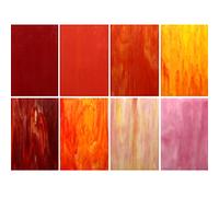 LITMIND 8 Sheets Red Stained Glass Sheets Variety Pack, 4 x 6 inch Glass Mosaic Tiles for Art Crafts, Art Glass Pack, Mixed Colors and Patterns (Shades of Red)