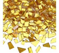 LITMIND Gold Mixed Irregular Glass Mosaic Tiles for Art Crafts, 9oz Value Pack Mosaic Making Supplies, Glass Mosaic Kits for Adults