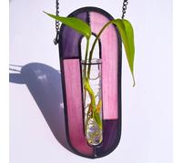 LITMIND Plant Propagation Station, Hanging Hydroponic Planter Terrarium with Vibrant Stained Glass Suncatcher Elements - Perfect for Home & Garden Decor, Includes 2 Glass Propagation Tubes