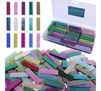 LITMIND Rectangular Iridescent Glass Mosaic Tiles for Crafts, 1.6" x 0.4" Precut Mixed Colors Stained Glass Strips, DIY Mosaic Making Supplies for Adults, 8oz
