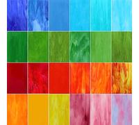 LITMIND Stained-Glass Panels for Making Mosaics, Stained-Glass Windows and Crafting, Assorted Colours, 10.2 x 15.2 cm, Pack of 24