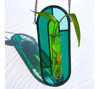 LITMIND Stained Glass Plant Propagation Station, Hanging Hydroponic Planter Terrarium with 2 Glass Tubes - Perfect for Home & Garden Décor