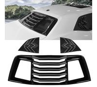 LitMiRaCle Window Louvers - 3PCS ABS Bright Black Rear & Side Set for Dodge Challenger (2008-2021), Enhances Privacy & Blocks UV Rays