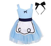 Lito Angels Alice in Wonderland Princess Fancy Tulle Dress Costume with White Apron and Bowknot Hair Hoop for Baby Girls Age 12-18 Years, Blue (Tag Number 80)