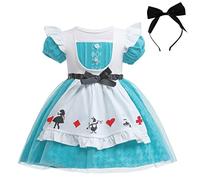 Lito Angels Alice in Wonderland Princess Fancy Tulle Dress Costume with White Apron and Hair Hoop for Kids Girls Age 5-6 Years