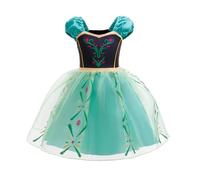 Lito Angels Anna Princess Green Dress for Girls, Ruffle Straps Floral Organza Satin Lining, Fancy Dress for World Book Day Halloween Christmas Birthday, Age 4-5 Years Green