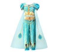 Lito Angels Arabian Princess Jasmine Fancy Dress Up Costume with Cape for Kids Girls Belly Dance Party Outfit Age 4-5 Years, B