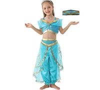 Lito Angels Arabian Princess Jasmine Fancy Dress Up Costume with Headband for Kids Girls Belly Dance Party Outfit Age 10-11 Years, A