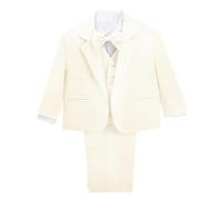 Lito Angels Baby Boy Formal Dress Suit Wedding Outfit Wear, 5 Pieces Set (Blazer, Shirt, Waistcoat, Trousers, Bow Tie) Age 12-18 Months, Ivory, 057 (Tag Number 01)