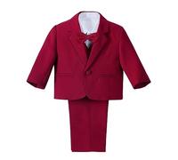 Lito Angels Baby Boy Formal Dress Suit Wedding Outfit Wear, 5 Pieces Set (Blazer, Shirt, Waistcoat, Trousers, Bow Tie) Age 12 Months, Burgundy Red, 057 (Tag Number 12M)