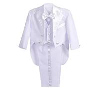 Lito Angels Baby Boy Tuxedo Formal Suits Wedding Page Boy Christening Baptism Outfit, 5 Pieces Set (Blazer, Shirt, Waistcoat, Trousers, Bow Tie) Age 12-18 Months, White