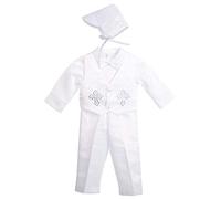 Lito Angels Baby Boys Christening Clothing Baptism Outfits with Bonnet Long Sleeve White Suit Age 12-18 Months