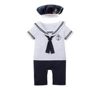 Lito Angels Baby Boys Sailor Outfit Fancy Dress Up Romper Costume with Hat Size 18-24 Months, White