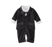 Lito Angels Baby Boys Tuxedo Romper Infant Onesie Gentleman Bodysuit Formal Outfit Suit with Blazer Age 18-24 Months, Black (Tag Number 95)