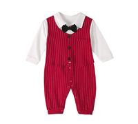 Lito Angels Baby Boys Tuxedo Romper with Bow Tie, Red, Age 18-24 Months