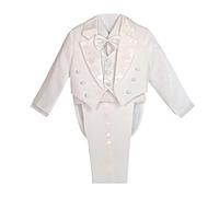 Lito Angels Baby Boys Tuxedo Wedding Suits & Blazers, Page Boy Christening Baptism Formal Outfit 5 Pieces Set with Waistcoat, Age 9-12 Months, White (Tag Number 01)