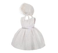 Lito Angels Baby Girls Diamante Lace Baptism Christening Gown Wedding Flower Girl Dress with Bonnet Age 2-3 Years Ivory