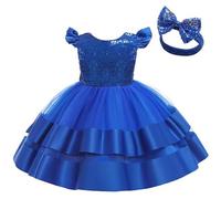 Lito Angels Baby Girls Dress with Headband, Royal Blue, Age 9-12 Months