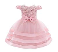 Lito Angels Baby Girls Flower Girl Bridesmaid Dress Wedding Party Embroidered Floral Elegant Ball Gown Age 12-18 Months Pink 424