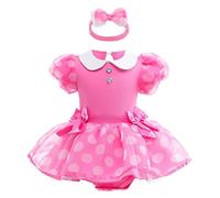 Lito Angels Baby Girls Minnie Mouse Fancy Dress Up Costume Infant Bodysuit Romper with Bow Headband Age 0-3 Months, Hot Pink