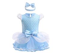 Lito Angels Baby Girls Princess Fancy Dress Up Costume Infant Bodysuit Romper with Bow Headband Age 0-3 Months, Blue 345