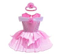 Lito Angels Baby Girls Princess Sleeping Beauty Aurora Romper Costume Pink Soft Cotton Tutu Bodysuit Dress Up Outfit Headband Birthday Gift Halloween Age 9-12 Months