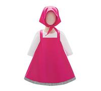 Lito Angels Baby Girls Sarafan Costume Folk Outfit with Kerchief for Kids Birthday Party Russian Dress Up, Age 9-12 Months, Fuchsia Pink