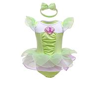 Lito Angels Baby Girls Tinkerbell Fancy Fairy Dress Up Costume Infant Bodysuit Romper with Bow Headband Age 9-12 Months, Green 334