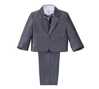 Lito Angels Boys 5 Pieces Formal Suit, Grey, Age 3 Months