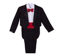 Lito Angels Boys 5 Pieces Page Boy Tuxedo Suit, Red, Age 9-12 Months