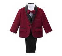 Lito Angels Boys 5 Pieces Sparkle Tuxedo Suit, Red, Age 3-4 Years
