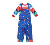 Lito Angels Boys Age 5-10 Years Killer Costume with Striped Tee and Bib Overalls Horror Film Dress Up for Halloween