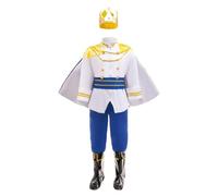 Lito Angels Boys Royal King Costume with Crown, White Bule, 7-8 Years