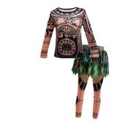 Lito Angels Costume Set, Boys Long Sleeve Tattoo T-Shirt & Leaf Trousers, Halloween Birthday Role Play Outfit (multicolored, 4-5 Years)