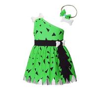 Lito Angels Flintstone Pebbles Fancy Dress Up Costume with Headband for Infant Baby Girls Age 6-12 Months, Green (Tag Number 70)