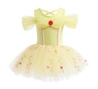 Lito Angels Girls Ballet Tutu Dress Ballerina Princess Belle Costume Shimmering Yellow Tulle Skirt Kids Dance Wear Birthdays Fancy Outfit Age 5-6 Years