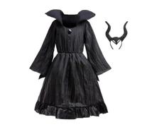 Lito Angels Girls Dark Fairy Costume with Horns Headband, Black, Age 5-6