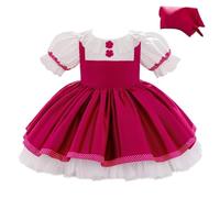 Lito Angels Girls Dirndl Folk Costume with Kerchief, Fuchsia Pink, 6-9M