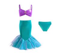 Lito Angels Girls Fish Scale 3-Piece Skirt Bikini, Green, Age 4-5 Years