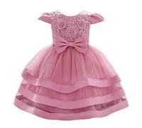 Lito Angels Girls Flower Girl Bridesmaid Dress Wedding Party Embroidered Floral Elegant Ball Gown Age 3-4 Years Dusty Rose 424 (Tag Number 110)