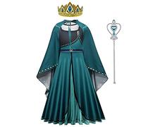 Lito Angels Girls Kids Princess Queen Coronation Costume Fancy Dress with Cape, Crown and Wand Accessories Age 3-4 Years Green 291