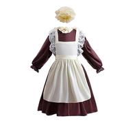 Lito Angels Girls Medieval Village Maid Costume, Brown, Age 4-12 Years | Apron and Bonnet Hat, Traditional Country Dress