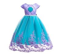 Lito Angels Girls Mermaid Princess Fancy Dress Gown Costume Age 8-9 Years Kids, Ariel Style Outfit with Tulle Skirt for Halloween, Christmas, World Book Day & Parties