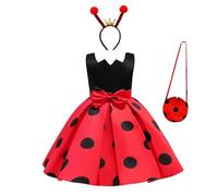 Lito Angels Girls Polka Dot Hero Costume, 2-11 Years | Ladybird Dress, Headband, Bag, Petal Bodice, Bow Detail, Fancy Dress Up, Halloween Dress Up