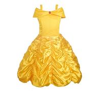 Lito Angels Girls Princess Belle Costume Princess Dress Up Halloween Party Dresses Size, 4-5 Years, Gold