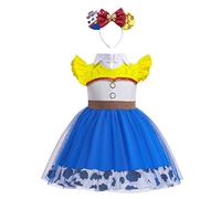 Lito Angels Jessie Costume Fancy Tulle Dress Cotton Outfit with Hair Hoop for Kids Girls Age 4-5 Years Blue 347 (Tag Number 130)