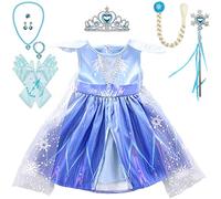 Lito Angels Kids Girls Princess Snow Queen Costume Party Fancy Dress Up with Cape and Accessories Age 2-3 Years Blue 267