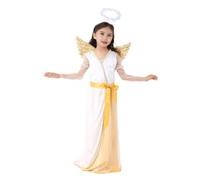 Lito Angels Kids Girls White Angel Costume Fancy Dress Up with Wings and Halo Headband Age 8-9 Years