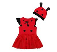 Lito Angels Ladybug Ladybird Fancy Dress Up Clothes Bodysuit Costume Set with Hat for Infant Baby Girls Age 12-18 Months