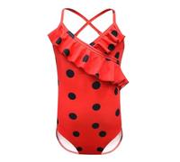 Lito Angels Ladybug Red Polka Dot Swimming Costume One Piece Swimsuit Swimwear Bathing Suit with Ruffle for Kids Girls Age 9-10 Years (Tag Number 150)